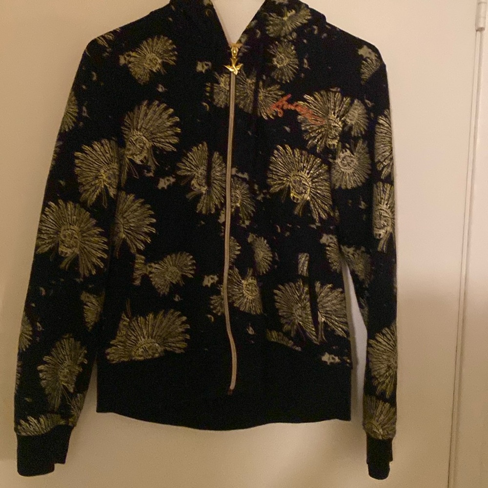 Avirex vintage skull black/gold hoodie size men’s large.